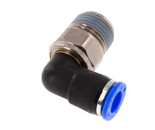 Codo de 10mm y R1/2'' Junta giratoria con rosca macho latón niquelado/PBT NBR giratorio