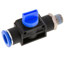 Válvula manual de cierre de 3/2 vías 12 mm - R1/4'' Plástico/Latón Ventilación del lado del tubo
