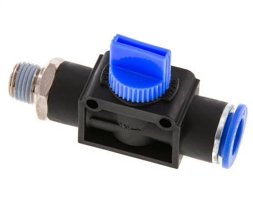 Válvula manual de cierre de 3/2 vías 12 mm - R1/4'' Plástico/Latón Ventilación del lado del tubo