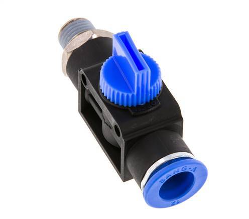 3/2-Way Shut-Off Hand Valve 12 mm - R1/4'' Plastic/Brass Tube-side venting