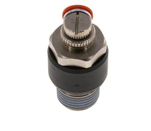 Flow Control Silencer Meter-In Elbow 8 mm - R1/2'' Brass/PA 66