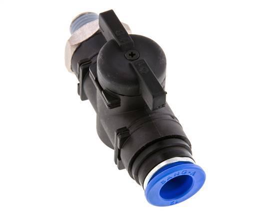 Válvula de bola recta de 2 vías 12 mm - R1/4'' Plástico/Latón