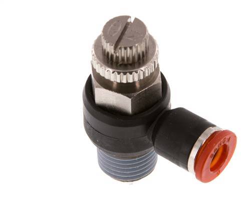 Flow Control Silencer Meter-In Elbow 6 mm - R1/4'' Brass/PA 66