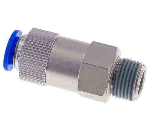Push-In Check Valve 12mm & R1/2'' Male Aluminum 0.2-10bar (3-145psi) Thread-Hose
