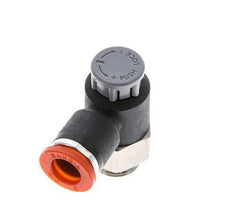 Válvula de control de flujo Codo de medición 8 mm - G1/4'' Latón/PA 66 Tuerca de seguridad