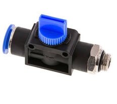 Válvula manual de cierre de 3/2 vías 12 mm - G1/4'' Plástico/Latón Ventilación por el lado de la rosca