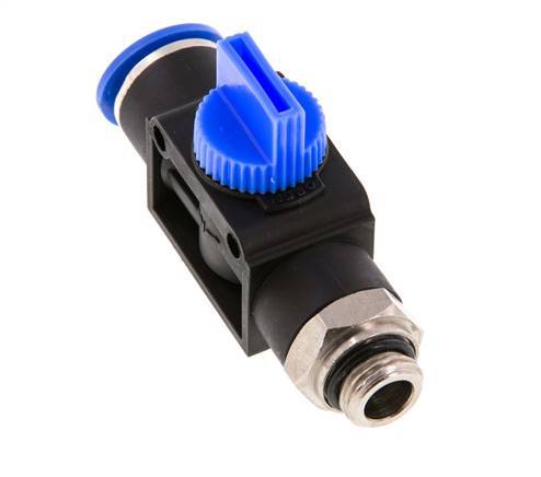 Válvula manual de cierre de 3/2 vías 12 mm - G1/4'' Plástico/Latón Ventilación por el lado de la rosca