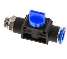 Válvula manual de cierre de 3/2 vías 12 mm - G1/4'' Plástico/Latón Ventilación por el lado de la rosca