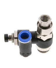 Silenciador de control de flujo Medidor de salida giratorio de 12 mm - G1/2''-G1/4'' Latón/PA 66 con válvula de retención accionada por piloto