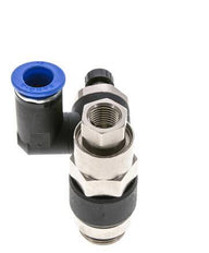Silenciador de control de flujo Medidor de salida giratorio de 12 mm - G1/2''-G1/4'' Latón/PA 66 con válvula de retención accionada por piloto