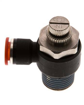 Silenciador de control de flujo Codo de entrada del medidor 10 mm - R1/2'' Latón/PA 66