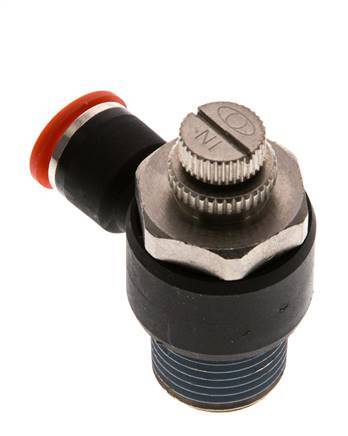 Silenciador de control de flujo Codo de entrada del medidor 10 mm - R1/2'' Latón/PA 66