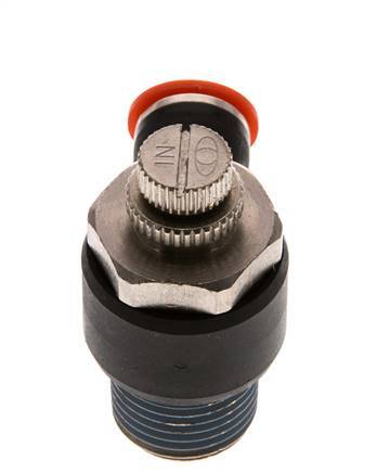 Silenciador de control de flujo Codo de entrada del medidor 10 mm - R1/2'' Latón/PA 66