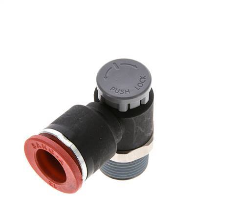 Válvula de control de flujo Codo de medición 12 mm - R3/8'' Latón/PA 66 Tuerca de seguridad