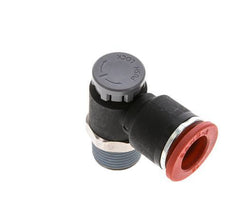 Válvula de control de flujo Codo de medición 12 mm - R3/8'' Latón/PA 66 Tuerca de seguridad