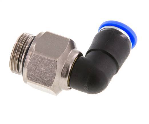 Codo de 8mm y G3/8'' Junta giratoria con rosca macho niquelada Latón/PBT NBR Giratorio