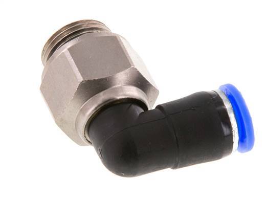 Codo de 8mm y G3/8'' Junta giratoria con rosca macho niquelada Latón/PBT NBR Giratorio