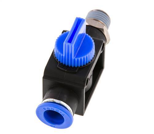 3/2-Way Shut-Off Hand Valve 10 mm - R1/4'' Plastic/Brass Thread-side venting