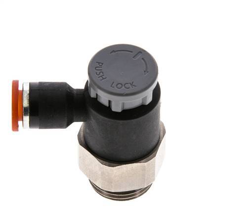 Válvula reguladora de caudal Codo de entrada 6 mm - G3/8'' Latón/PA 66 Tuerca de seguridad