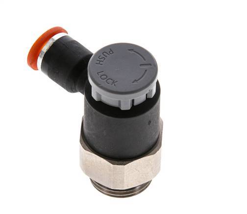 Válvula reguladora de caudal Codo de entrada 6 mm - G3/8'' Latón/PA 66 Tuerca de seguridad