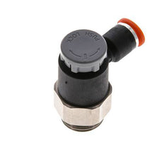 Válvula reguladora de caudal Codo de entrada 6 mm - G3/8'' Latón/PA 66 Tuerca de seguridad