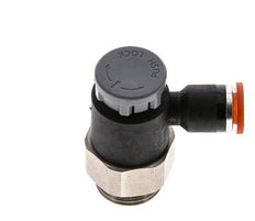 Válvula reguladora de caudal Codo de entrada 6 mm - G3/8'' Latón/PA 66 Tuerca de seguridad