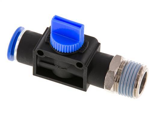 Válvula manual de cierre de 3/2 vías 12 mm - R1/2'' Plástico/Latón Ventilación por el lado de la rosca