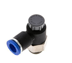 Válvula de control de flujo Codo de salida del medidor 8 mm - G1/4'' Latón/PA 66 Tuerca de seguridad