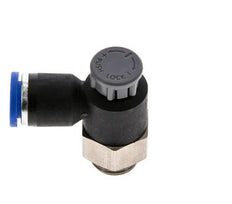 Válvula de control de flujo Codo de salida del medidor 8 mm - G1/4'' Latón/PA 66 Tuerca de seguridad