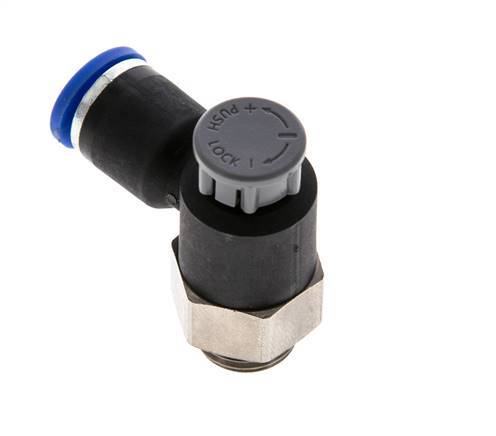 Válvula de control de flujo Codo de salida del medidor 8 mm - G1/4'' Latón/PA 66 Tuerca de seguridad