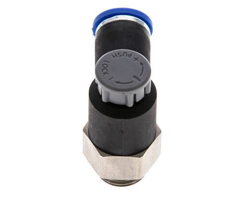 Válvula de control de flujo Codo de salida del medidor 8 mm - G1/4'' Latón/PA 66 Tuerca de seguridad
