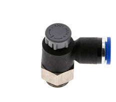 Válvula de control de flujo Codo de salida del medidor 8 mm - G1/4'' Latón/PA 66 Tuerca de seguridad