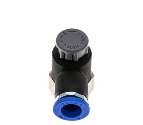 Válvula de control de flujo Codo de salida del medidor 8 mm - G1/4'' Latón/PA 66 Tuerca de seguridad