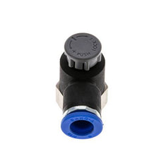 Válvula de control de flujo Codo de salida del medidor 8 mm - G1/4'' Latón/PA 66 Tuerca de seguridad