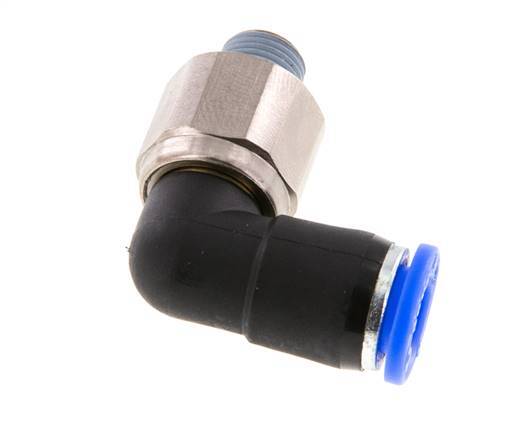 8mm & R1/8'' Elbow Swivel Joint Push-In-Male Threads Nickel-Plated Brass/PBT NBR Rotatable