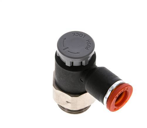 Flow Control Valve Meter-In Elbow 8 mm - G3/8'' Brass/PA 66 Locknut