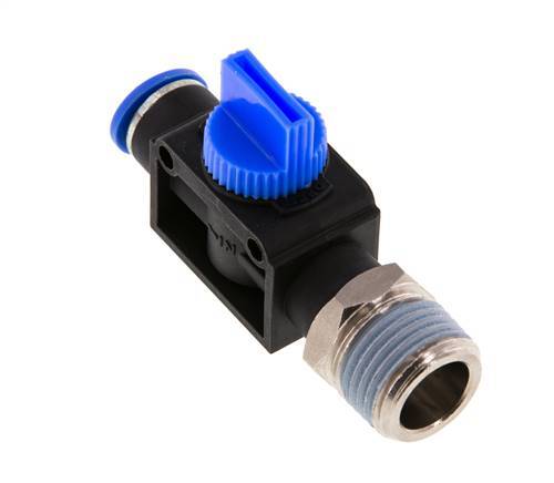 Válvula manual de cierre de 3/2 vías 10 mm - R1/2'' Plástico/Latón Ventilación del lado del tubo
