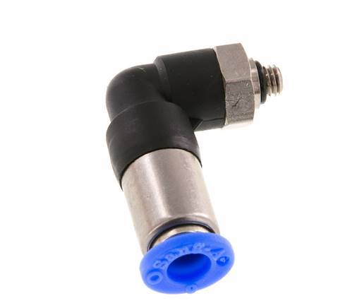 Racor rápido 6mm y M5 macho Codo autoblocante Latón/PBT 0-10bar (0-145psi)