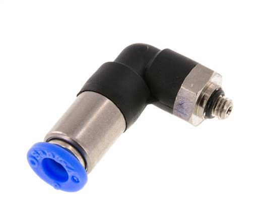 Racor rápido 6mm y M5 macho Codo autoblocante Latón/PBT 0-10bar (0-145psi)