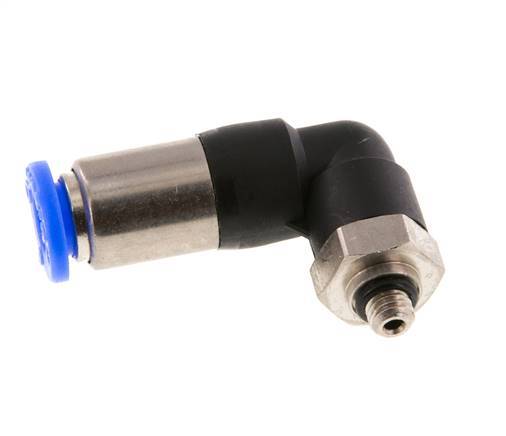 Racor rápido 6mm y M5 macho Codo autoblocante Latón/PBT 0-10bar (0-145psi)