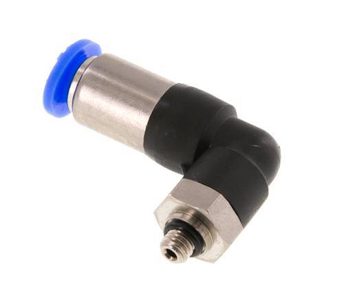 Racor rápido 6mm y M5 macho Codo autoblocante Latón/PBT 0-10bar (0-145psi)