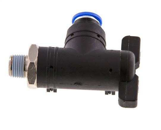 Válvula de bola de codo de 2 vías 6 mm - R1/8'' Plástico/Latón