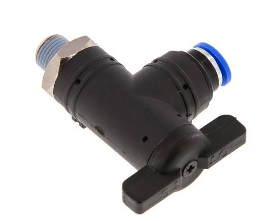 Válvula de bola de codo de 2 vías 6 mm - R1/8'' Plástico/Latón