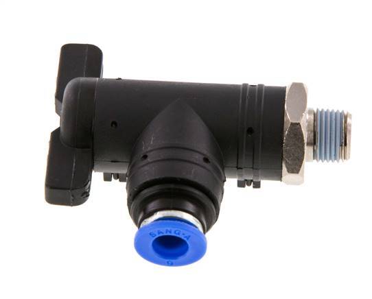 Válvula de bola de codo de 2 vías 6 mm - R1/8'' Plástico/Latón