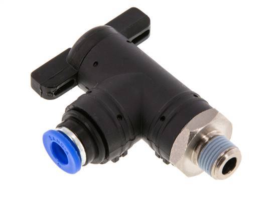 Válvula de bola de codo de 2 vías 6 mm - R1/8'' Plástico/Latón