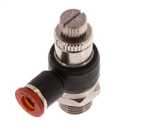 Silenciador de control de flujo Codo de entrada de medidor 6 mm - G1/4'' Latón/PA 66
