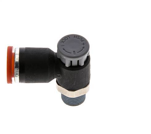 Flow Control Valve Meter-In Elbow 8 mm - R1/8'' Brass/PA 66 Locknut