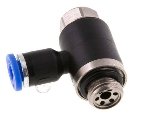 Flow Control Silencer Meter-Out Elbow 4 mm - G1/8'' Brass/PA 66 Slotted Screw