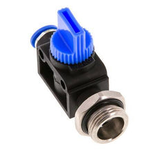 Válvula manual de cierre de 3/2 vías 6 mm - G3/8'' Plástico/Latón Ventilación por el lado de la rosca