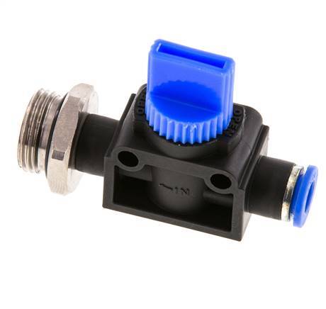 Válvula manual de cierre de 3/2 vías 6 mm - G3/8'' Plástico/Latón Ventilación por el lado de la rosca